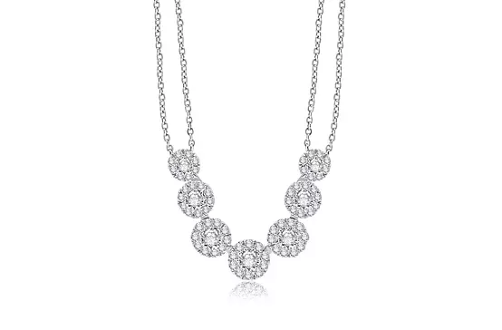 Seven cluster diamond necklace for rent