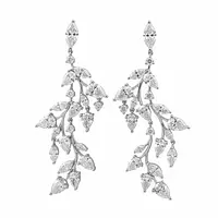 Rent diamond drop earrings with a leaf design