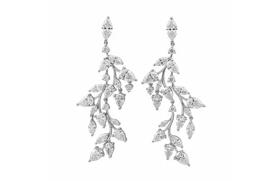 Rent diamond drop earrings with a leaf design