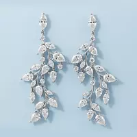 Rent diamond drop earrings with a leaf design for wedding