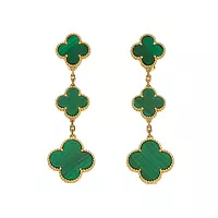 The Van Cleef Triple Alhambra Green Malachite Earrings.