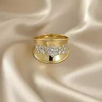 Rent concave diamond pave fashion ring for special occasion in yellow gold cocktail ring