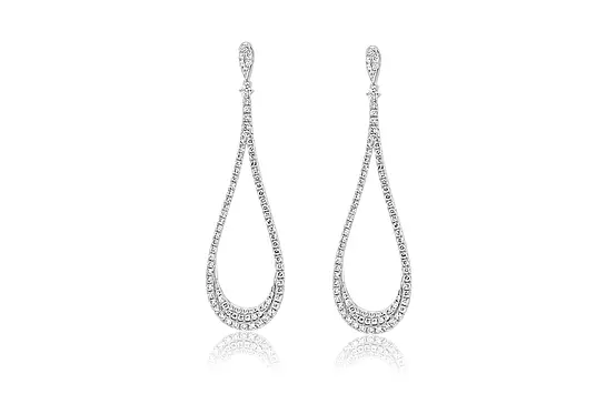 Rent diamond pearshaped drop earrings in white gold for rent