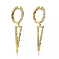 Geomentric diamond earrings for rent in yellow gold 