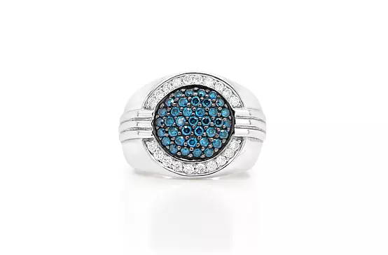 rent blue diamonds and white diamonds cocktail ring for wedding day or something blue