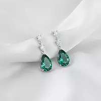 Eco Emerald and Diamonds Drop Earrings for wedding 