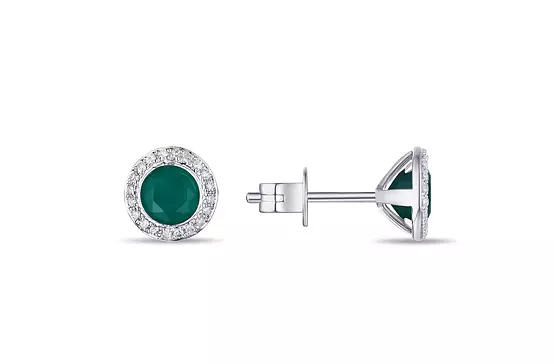 green diamond earrings for women on rent