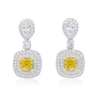 yellow diamonds drop earrings with pave white diamonds for rent for wedding