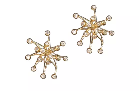 yellow gold and diamond earrings on rent for women