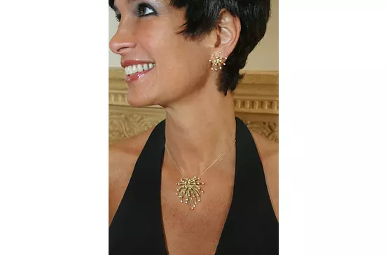 women wearing yellow gold and diamond earrings