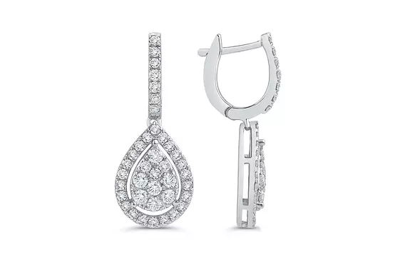 pear shaped diamond drop earrings for rent for special event or as bridal jewelry