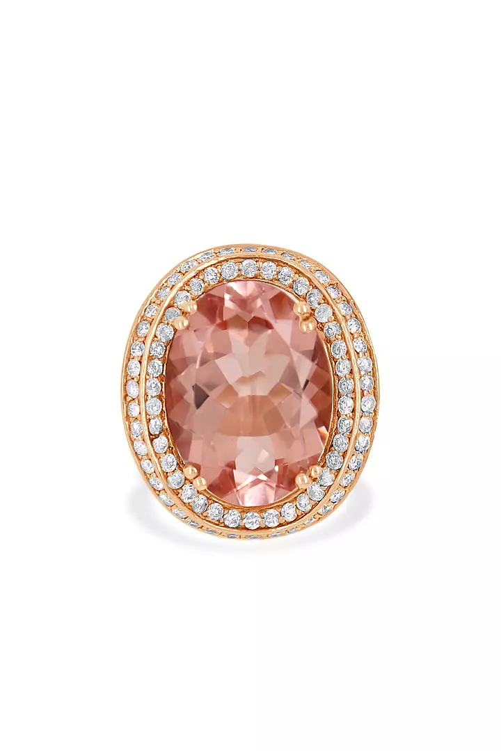 Rent Morganite and Diamonds Cocktail RIng for Weddings or special occasion