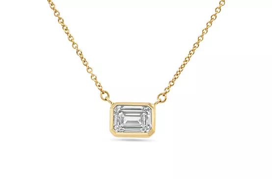 Emerald cut diamond necklace for rent