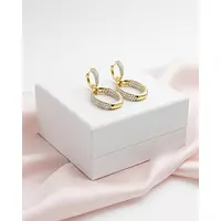 Rent Eco Diamonds Linked Double Hoop Earrings borrow