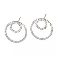 luxury circle diamond earrings in white gold for rent