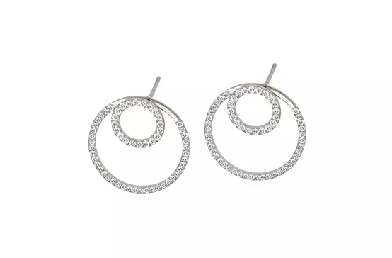 luxury circle diamond earrings in white gold for rent