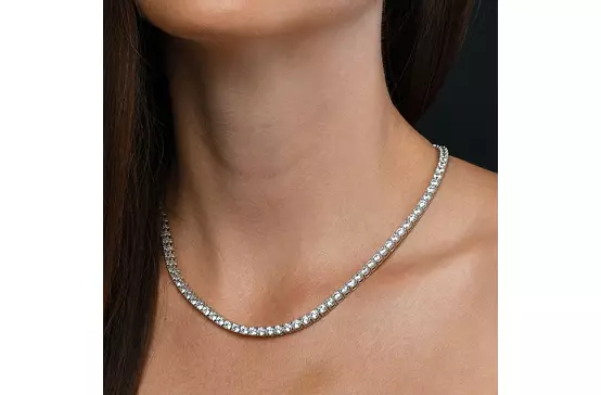 rent diamond tennis necklace on a model neck for wedding