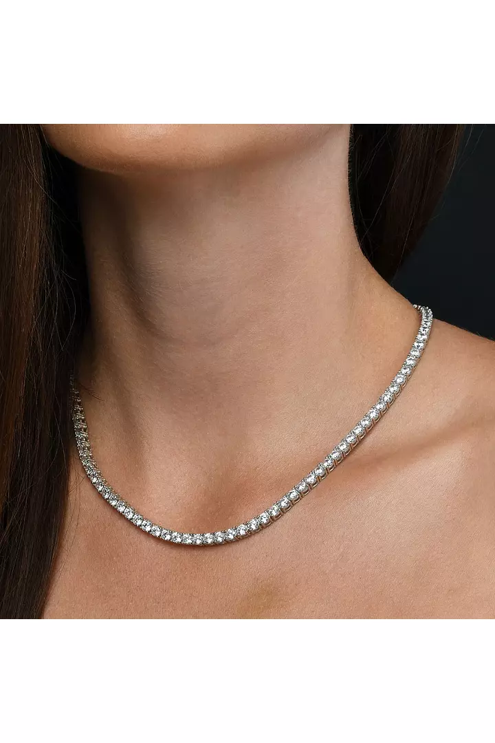 rent diamond tennis necklace on a model neck for wedding