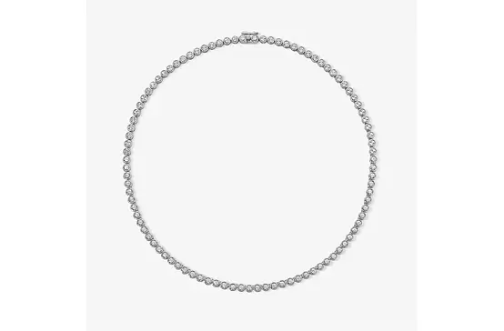 Oval Bezel Set Diamond Tennis Necklace