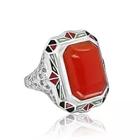 Red cocktail ring with enamel for rent