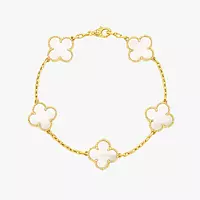 white alhambra mother of pearl bracelet by van cleef for rent