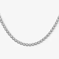Oval Bezel Set Diamond Tennis Necklace