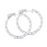 side view diamond wedding hoop earrings for wedding day or brides