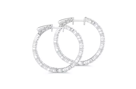 side view diamond wedding hoop earrings for wedding day or brides