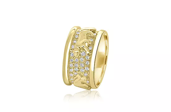 rent diamond yellow gold band side view