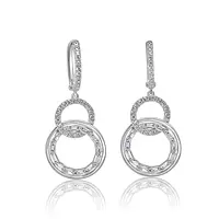 Double circle diamond drop earrings for rent