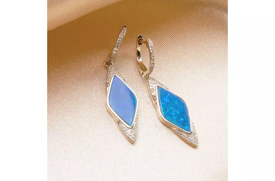 designer opal and diamond earrings for rent