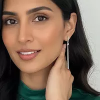 Elongated Flute Diamond Drop Earrings