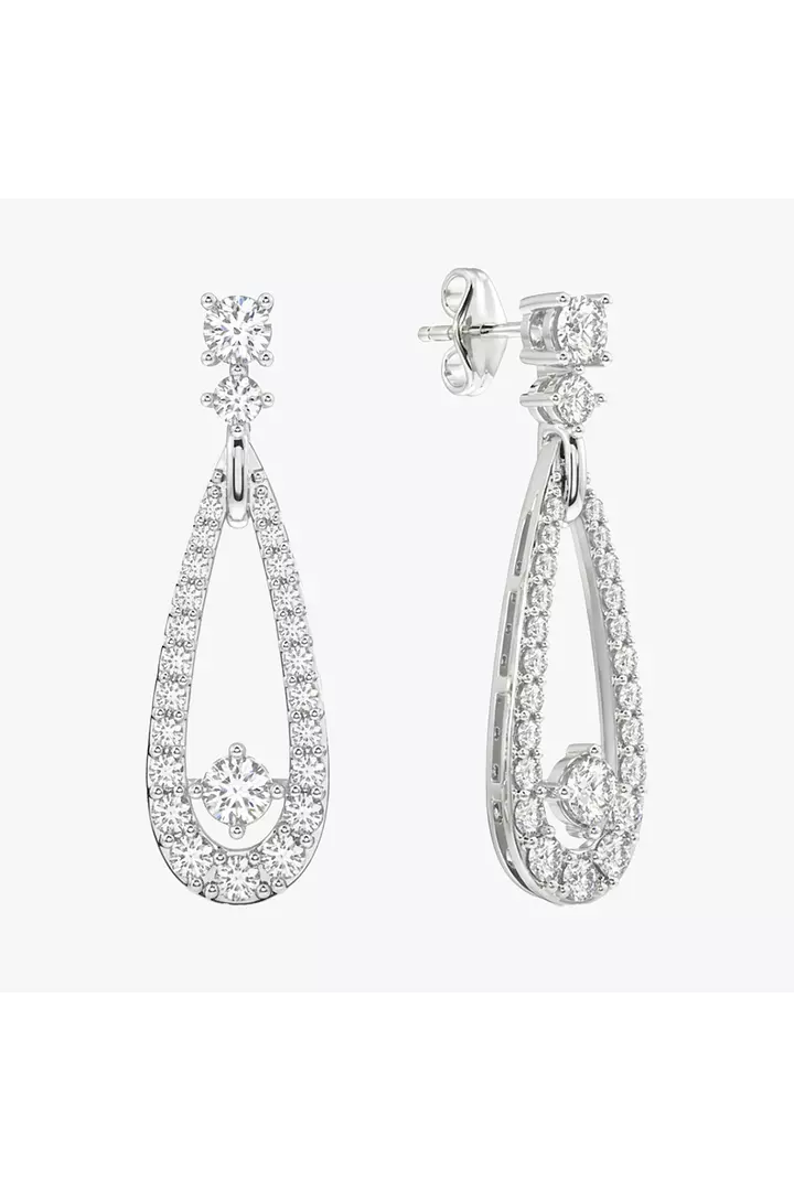 Rent Teardrop Shaped Pave Diamonds Drop Earrings