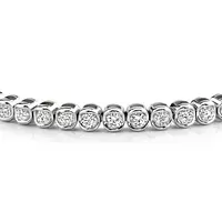 Closeup of bezel set diamond tennis bracelet for rent