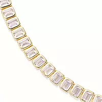 Emerald shaped bezel set diamond tennis necklace for rent