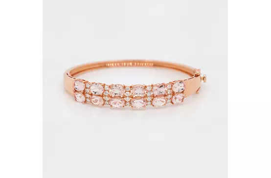 morganite and diamonds bracelet for rent in rose gold