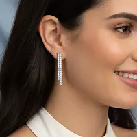 Double row diamond drop earrings
