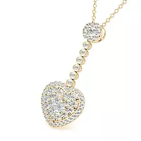 Yellow Gold Diamond Heart Necklace for rent