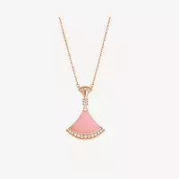  Bulgari Diva's Dream Diamond Pink Opal Rose Gold Pendant Necklace For Rent