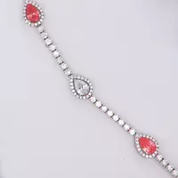 Rent red pink and white diamonds pear shaped bracelet