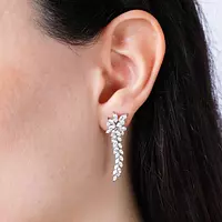 diamond drop earrings for rent on an Asian model