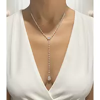Rent diamond lariat necklace with an oval diamond drop