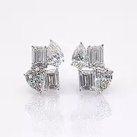 Rent diamond cluster earrings with pear and emerald shaped diamonds