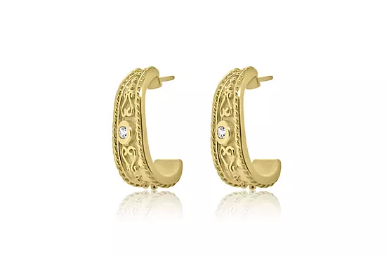 Yellow gold designer diamond earrings for rent