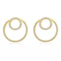 wedding day jewelry in diamonds hoop earrings set in yellow gold for rent