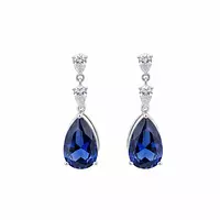 Eco Sapphire and Diamonds Drop Earrings