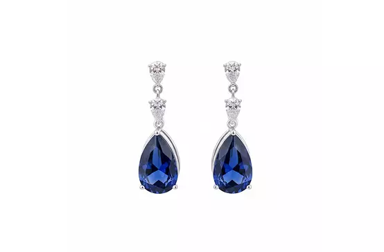 Eco Sapphire and Diamonds Drop Earrings