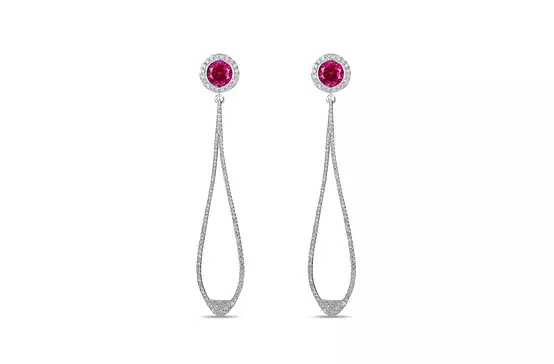 Ruby and Diamonds drop earrings for rent