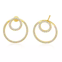 hoop circle earrings in yellow gold with diamonds for rent