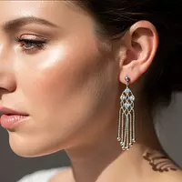 silver chandelier earrings on rent for women rent